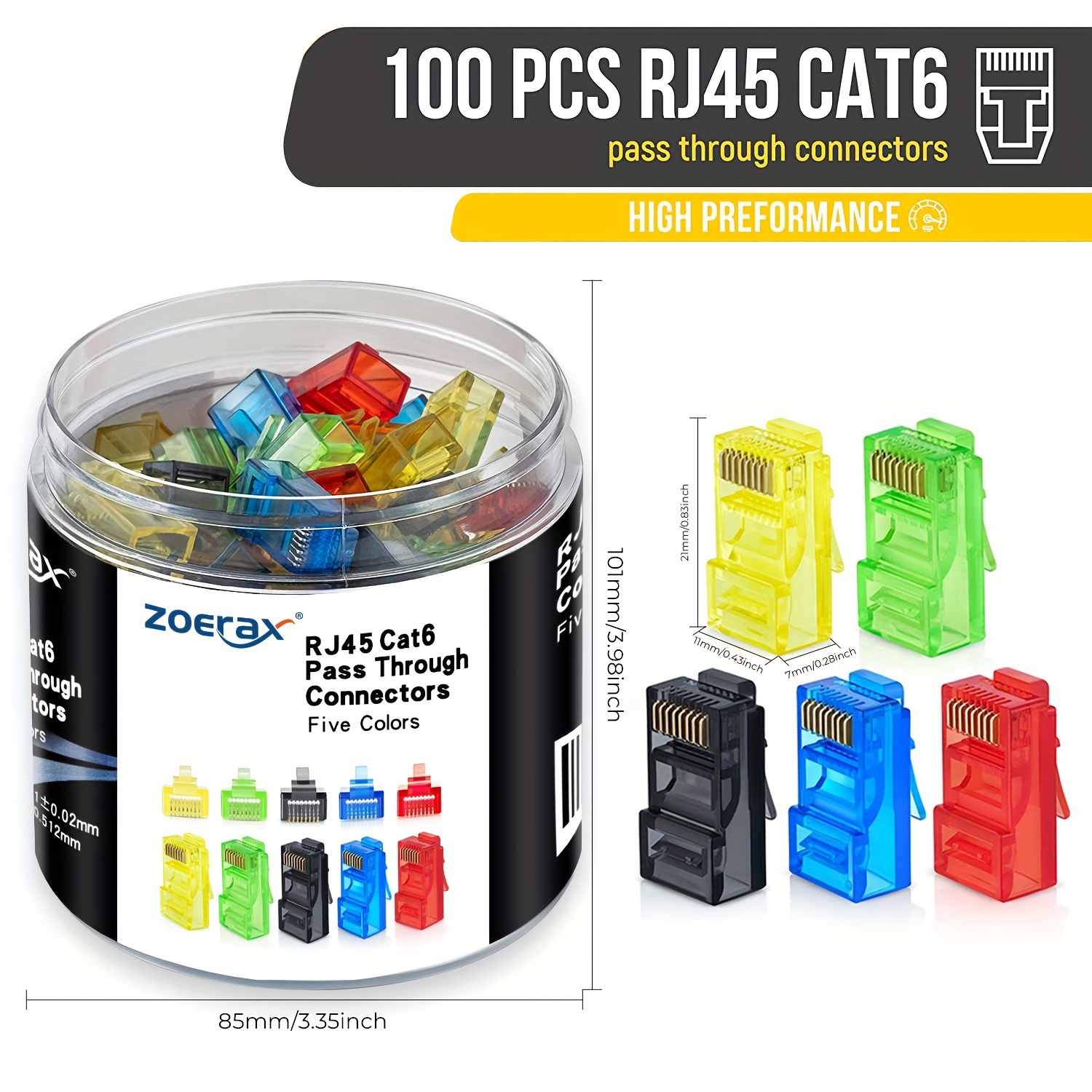 Rj45 Jack - ZoeRax 100 unidades de conectores RJ45