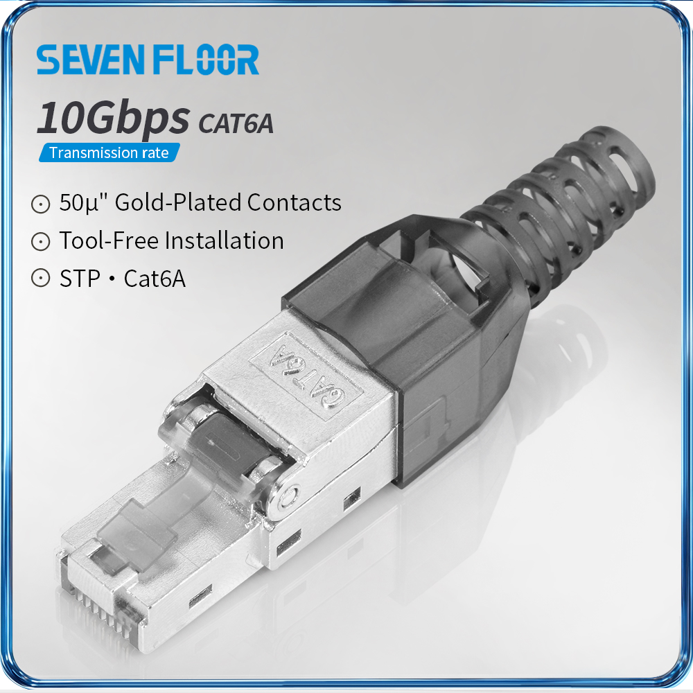 Rj45 Jack - Conector RJ45 blindado Cat6A/Cat6, sem necessidade