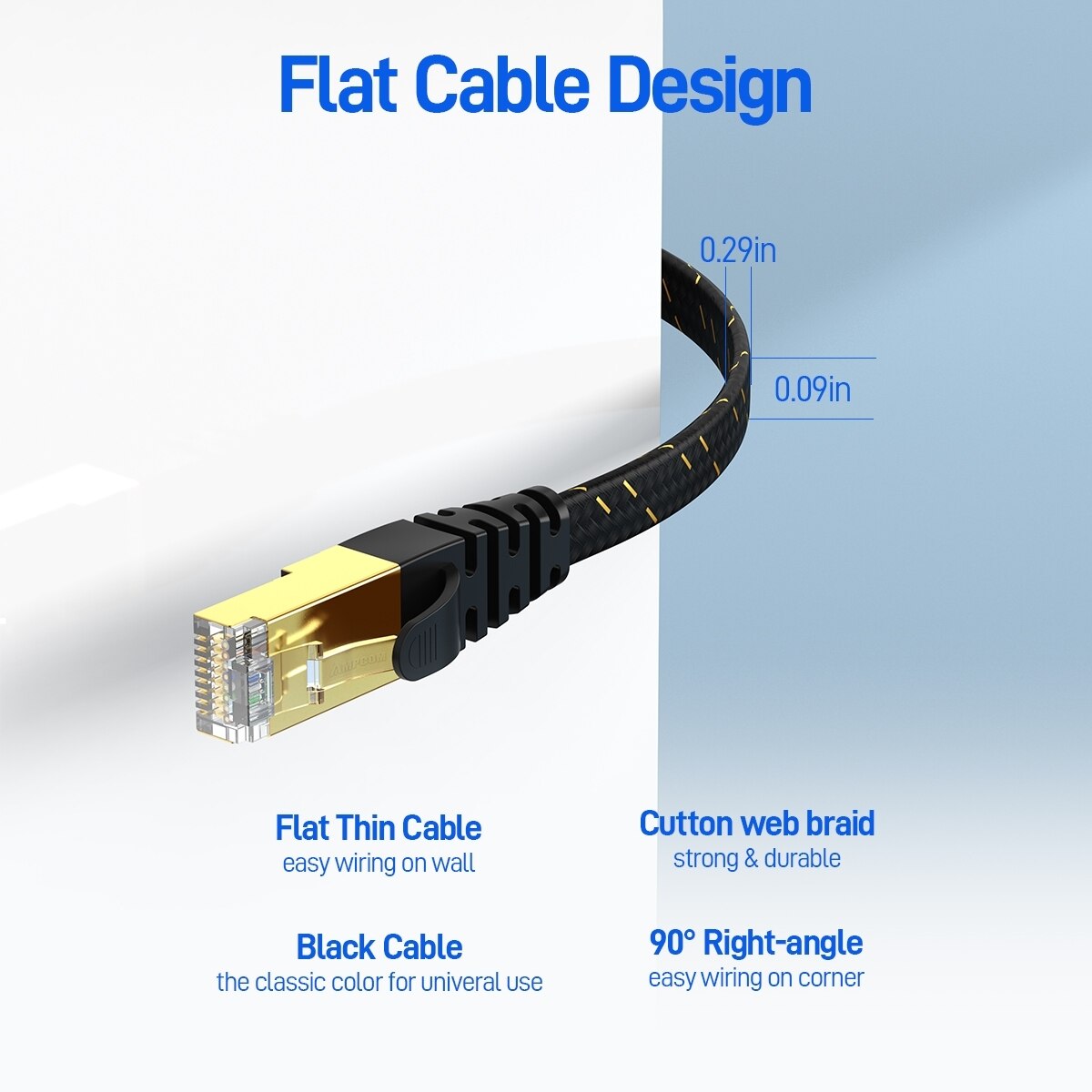 Cabo Ethernet AMPCOM CAT7 Cabo - Rj45 Jack avaliação e preço