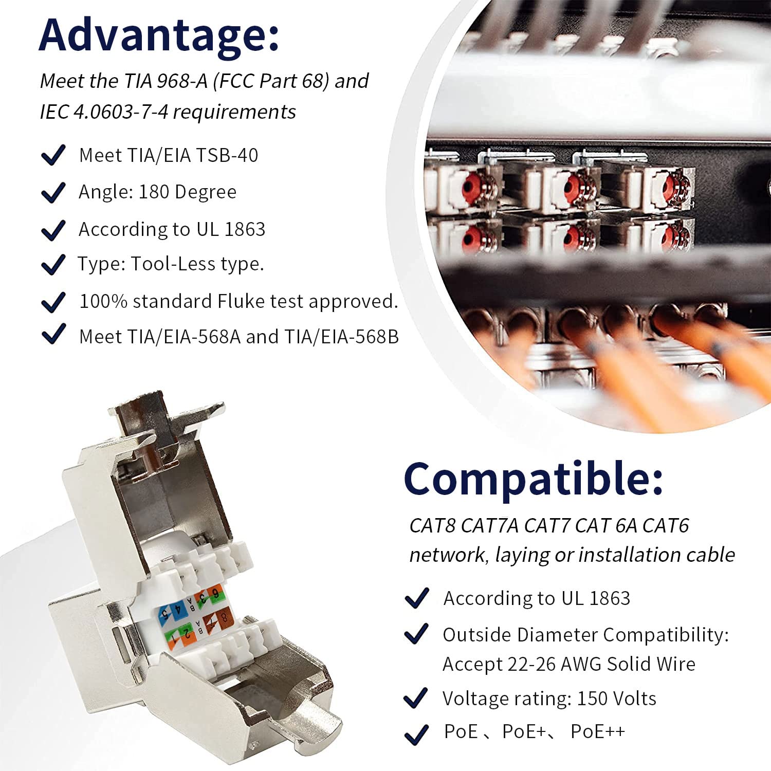 Zoerax cat6a cat7 keystone jac - Rj45 Jack avaliação e preço